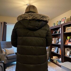 UGG Black Puffer Coat with Fur Hood